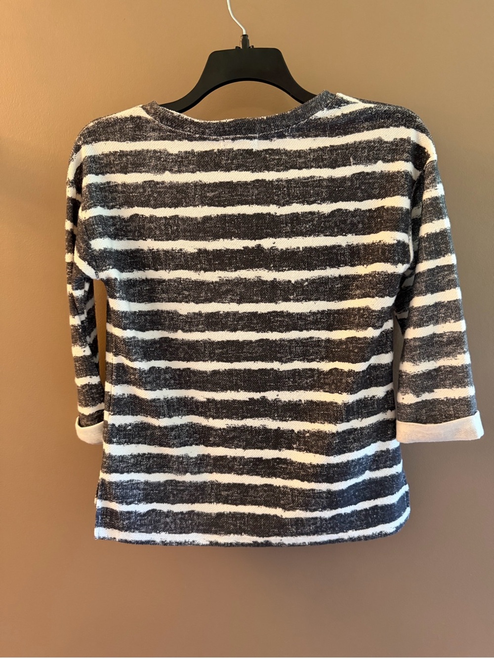 Striped Navy/Gray & White Knit Top /Modern Nautical Preppy Classic - Picture 3 of 11